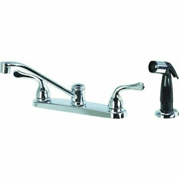Globe Union 2 Metal Handle Kitchen Faucet With Black Side Sprayer F8F11033CP-JPA3